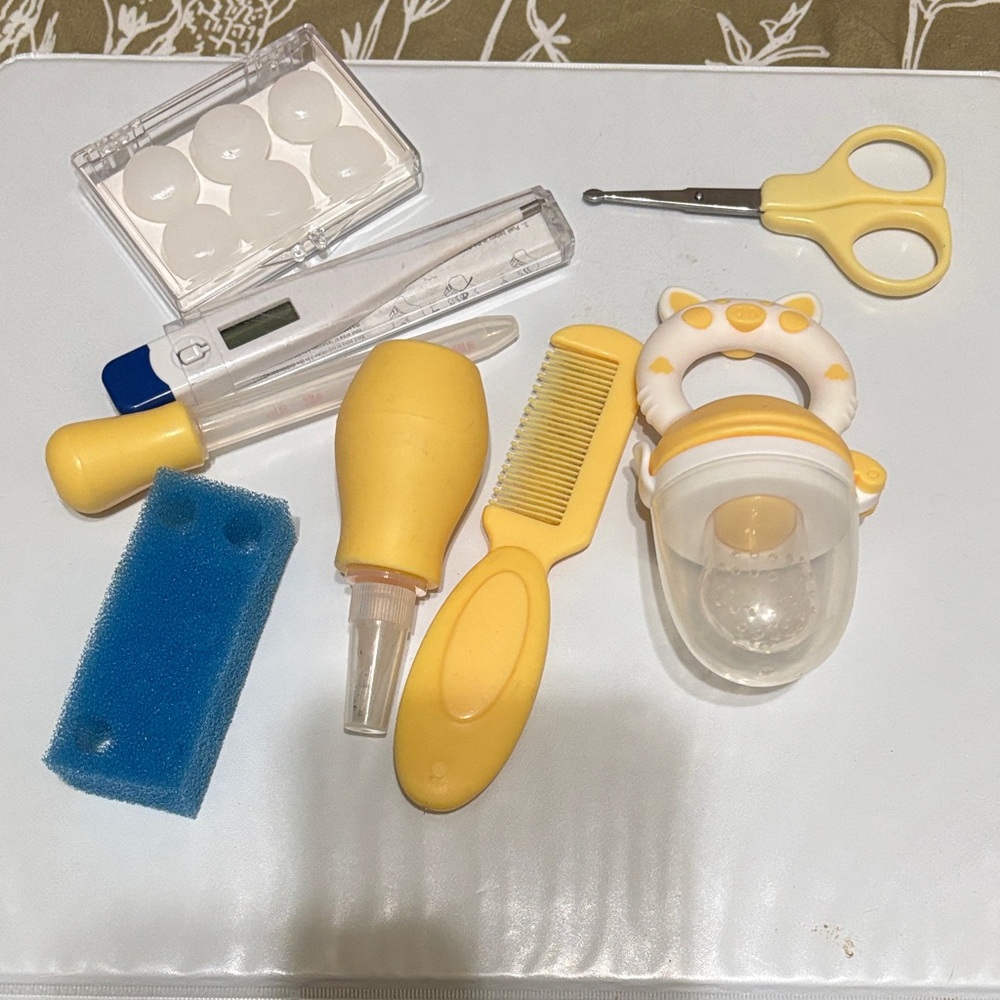 Yellow and White Baby Care Set